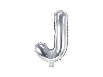 Balon foliowy litera "j", 35cm, srebrny