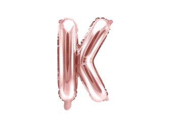 Balon foliowy litera "k", 35cm, różowe złoto
