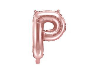 Balon foliowy litera "p", 35cm, różowe złoto
