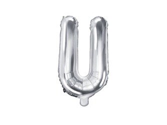 Balon foliowy litera "u", 35cm, srebrny